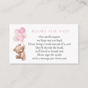 Carte D'accompagnement Livres d'ours en peluche rose pour bébé