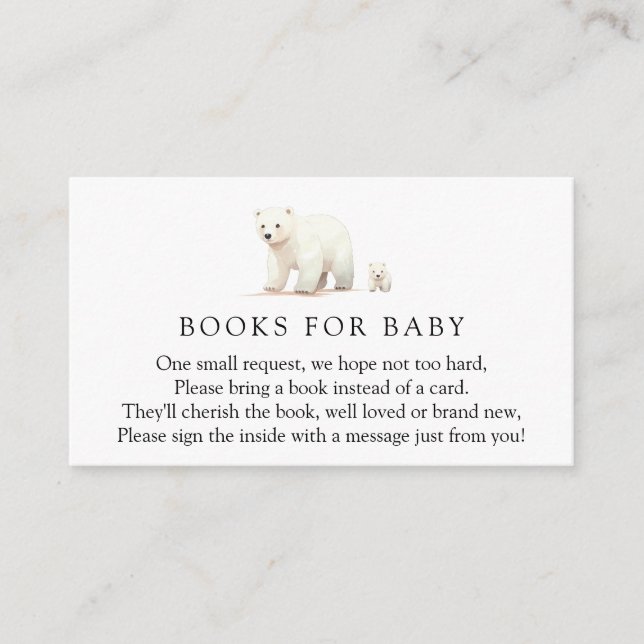 Carte D'accompagnement Livres d'ours polaires d'hiver pour demande de béb (Devant)
