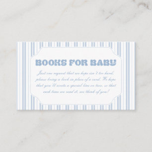 Carte D'accompagnement Livres élégants à motif rayé bleu poudre pour bébé