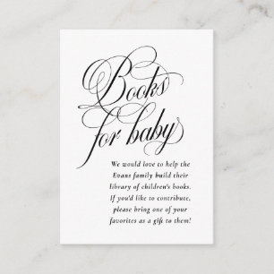 Carte D'accompagnement Livres élégants pour bébé baby shower noir et blan