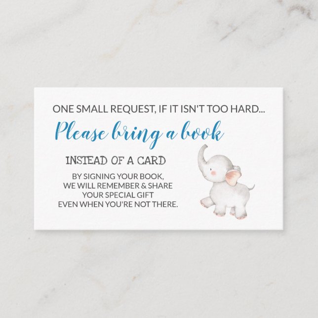 Carte D'accompagnement Livres éléphants pour la demande bébé (Devant)