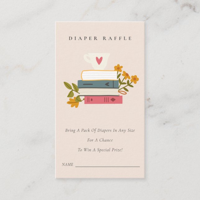 Carte D'accompagnement Livres empilés Cuire florale Raffle Mum Baby showe (Devant)