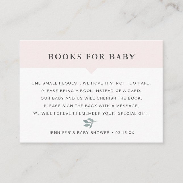 Carte D'accompagnement Livres en feuille d'aquarelle bleu pâle pour bébé (Devant)