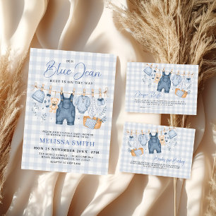 Carte D'accompagnement Livres en jean bébé en denim à carreaux pour bébé