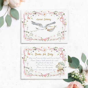 Carte D'accompagnement Livres en ruban Fleur sauvage pour Baby shower
