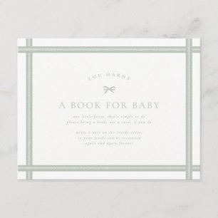 Carte D'accompagnement Livres en vert sauge à motif chevron pour Baby Sho