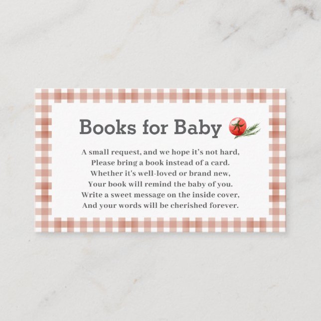 Carte D'accompagnement Livres En vichy pour Baby shower bébé (Devant)