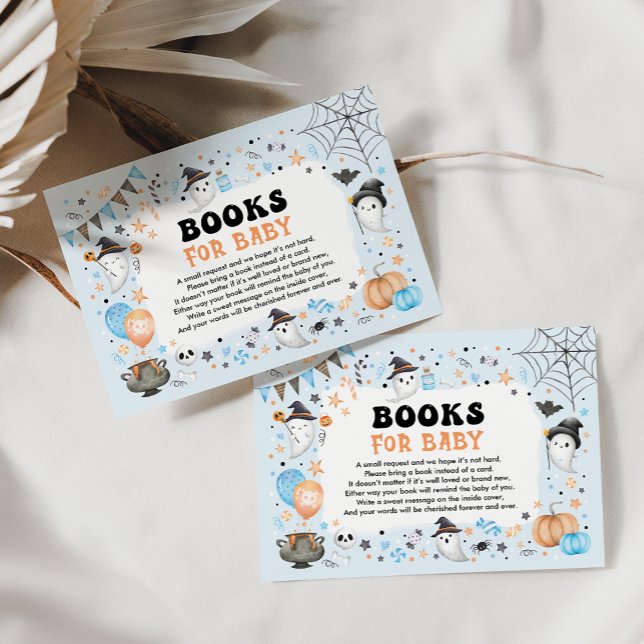 Carte D'accompagnement Livres fantômes Halloween Blue Little Boo pour béb (Créateur téléchargé)
