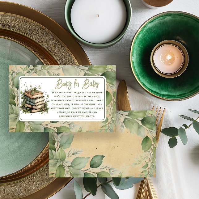 Carte D'accompagnement Livres Feuille Chapitre suivant Livres pour bébé (Vintage Elegance Books Leaves Baby Shower Books for Baby "Our Next Chapter Begins . . ." Collection )