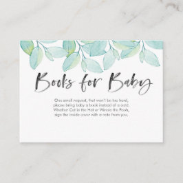 Carte D'accompagnement Livres feuille verts pour Baby shower bébé
