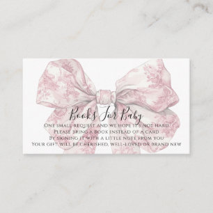 Carte D'accompagnement Livres Fille Ruban Toile Rose Pour Bébé