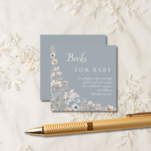 Carte D'accompagnement Livres Fleur Sauvage Bleu Poussiéreux pour Bébé