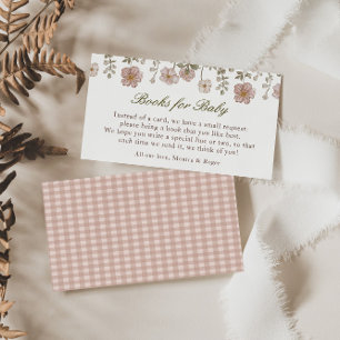 Carte D'accompagnement Livres Fleuris Vintage pour Fête de Naissance