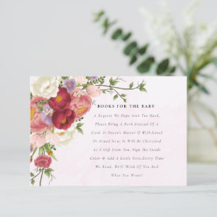 Carte D'accompagnement Livres Fleurs Blanches Rouge Clair Pour Baby showe