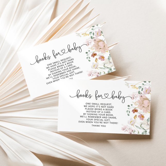 Carte D'accompagnement Livres fleurs sauvages d'aquarelle pour bébé (Créateur téléchargé)