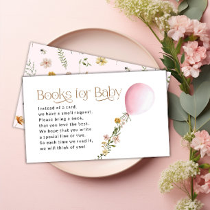 Carte D'accompagnement Livres Fleurs sauvages en ballons roses pour la de