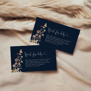 Carte D'accompagnement Livres Fleurs sauvages Marine Blue Minuscules Pour