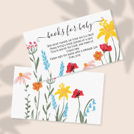 Carte D'accompagnement Livres fleurs sauvages pour bébé aquarelle Floral