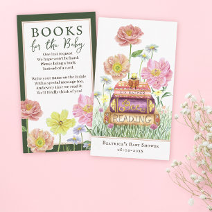 Carte D'accompagnement Livres Fleurs sauvages verts pour Signet Baby show