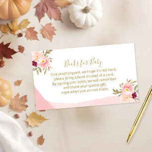 Carte D'accompagnement Livres Floraux Rose Pâle Pour Bébé
