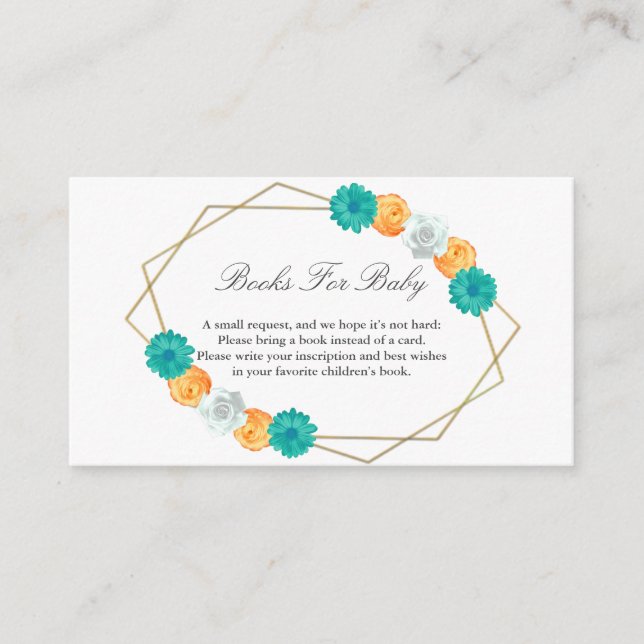Carte D'accompagnement Livres Géométriques Turquoises Orange Pour Bébé (Devant)