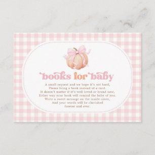 Carte D'accompagnement Livres Gingham Rose Pastel Citrouille pour Bébé Fi