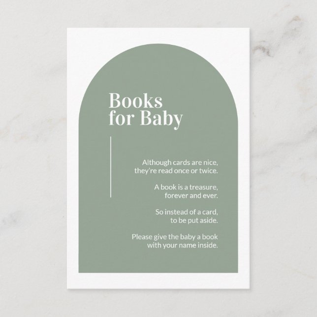 Carte D'accompagnement Livres Green Arch pour le boîtier de Baby shower b (Devant)
