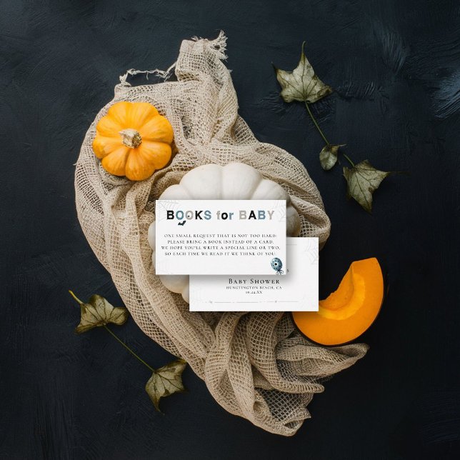 Carte D'accompagnement Livres Insérer un Baby shower monstre Halloween mi (fall baby shower books insert card we created a monster cute adorable watercolor october november)