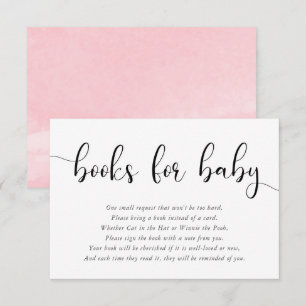 Carte D'accompagnement Livres minimalistes en noir blanc rose simple pour