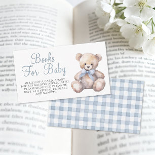 Carte D'accompagnement Livres Ours en Vichy Bleu Pour Baby Shower
