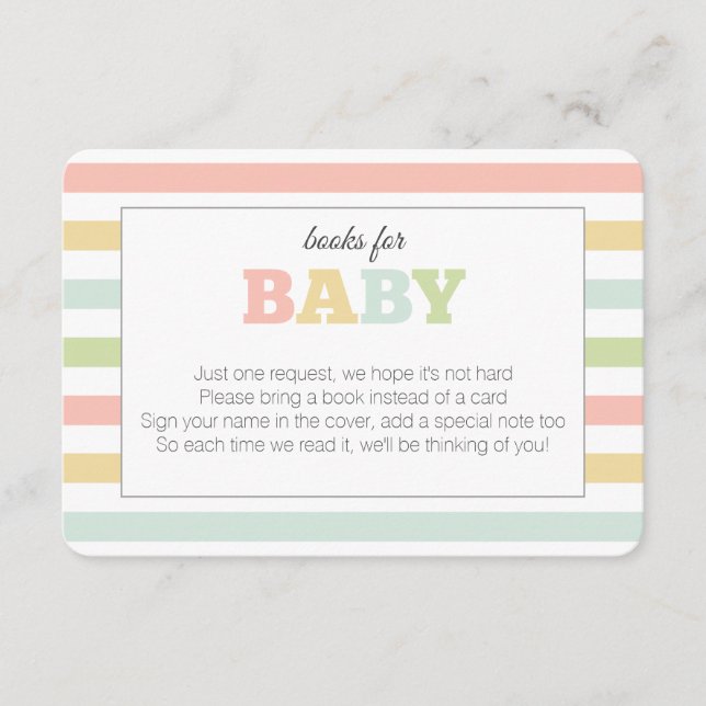 Carte D'accompagnement Livres Pastel pour enceinte bébé, couleurs neutres (Devant)