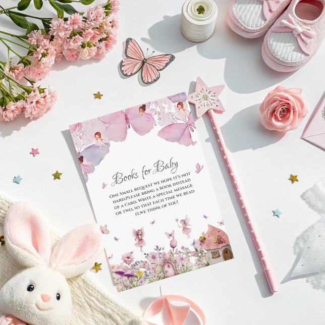 Carte D'accompagnement Livres pour Baby Card - Baby shower Fée Rose (Créateur téléchargé)