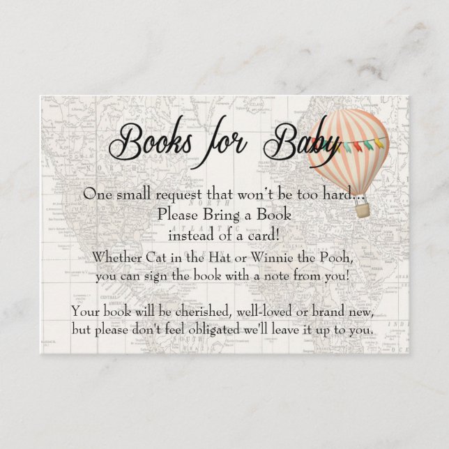 Carte D'accompagnement Livres pour Baby Card - Pink Hot Air Balloon Girl (Devant)