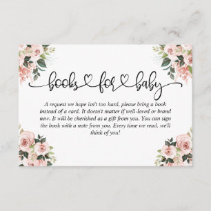 Carte D'accompagnement Livres pour Baby shower bébé Floral Aquarelle Cerf