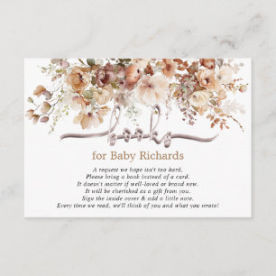 Carte D'accompagnement Livres pour Baby shower floral pour bébé