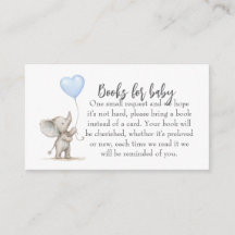 Livres pour Baby shower Insert Card - Blue Elephan