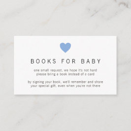 Carte D'accompagnement Livres pour Baby shower simple Cute Blue Heart Boo