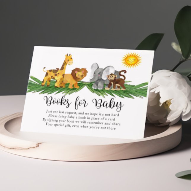 Carte D'accompagnement Livres pour Baby Wild Safari Animaux Baby shower (Créateur téléchargé)