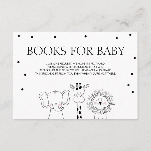Carte D'accompagnement Livres pour bébé Apportez un livre Safari Animaux  (Devant)