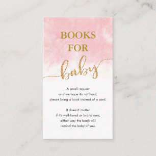Carte D'accompagnement Livres Pour Bébé   Aquarelle rose Parties scintill