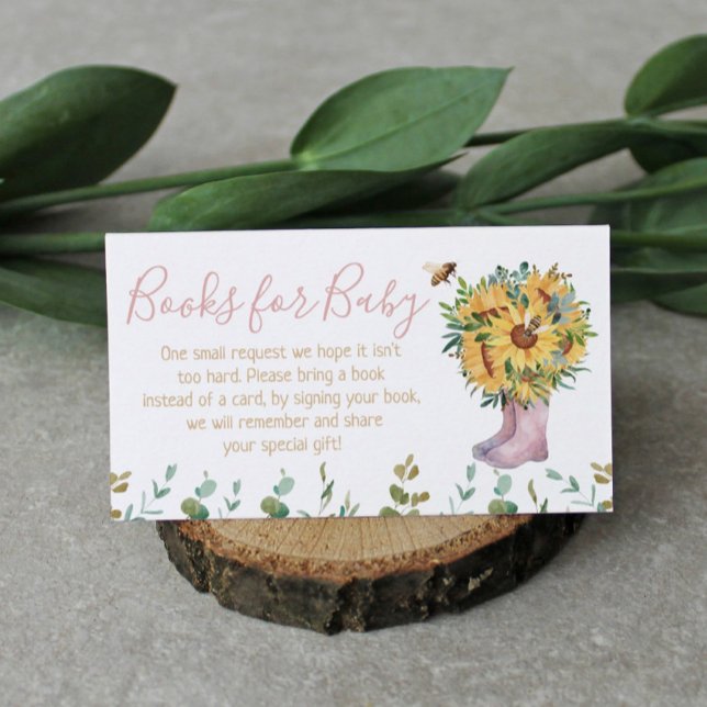 Carte D'accompagnement Livres Pour Bébé Aquarelle Rose Pluie Boots Bee (Créateur téléchargé)