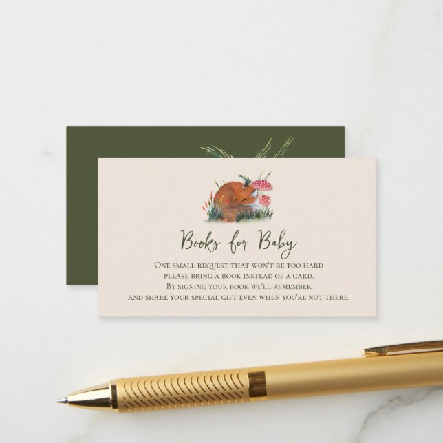 Carte D'accompagnement Livres pour bébé automne bois renard (Devant/Arrière en situation)