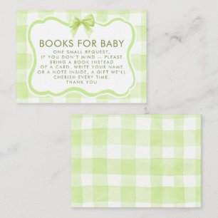 Carte D'accompagnement Livres pour bébé avec cadre ondulé en vichy vert