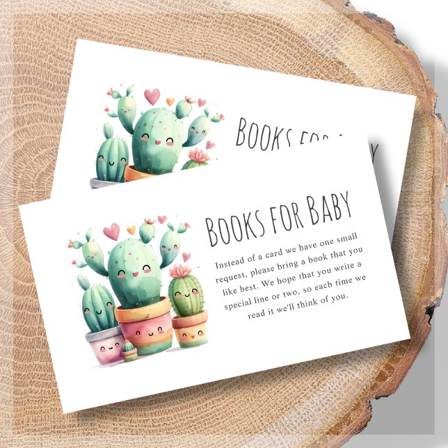 Carte D'accompagnement Livres pour bébé | Baby shower Cactus mignon (Créateur téléchargé)
