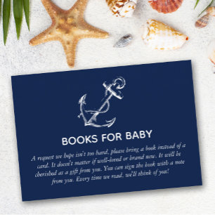 Carte D'accompagnement Livres pour bébé Baby shower d'Ancres nautiques