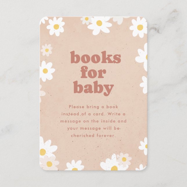 Carte D'accompagnement Livres pour bébé Baby shower de marguerites rétro (Devant)