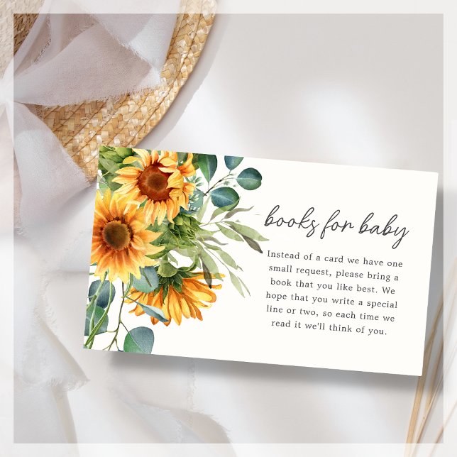 Carte D'accompagnement Livres pour bébé | Baby shower de tournesol (Créateur téléchargé)