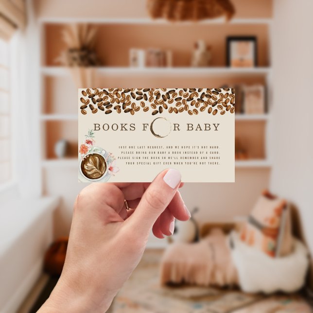 Carte D'accompagnement Livres Pour Bébé Baby shower Floral Café (Créateur téléchargé)
