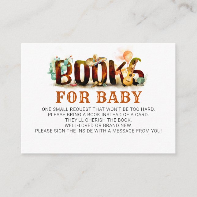 Carte D'accompagnement Livres Pour Bébé Baby shower Mexicain Style (Devant)