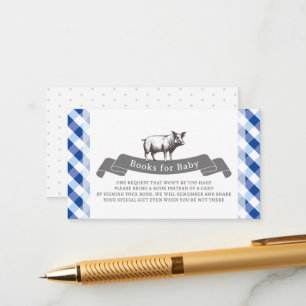 Carte D'accompagnement Livres pour bébé Bibs & Ribs Rustique Navy Gingham